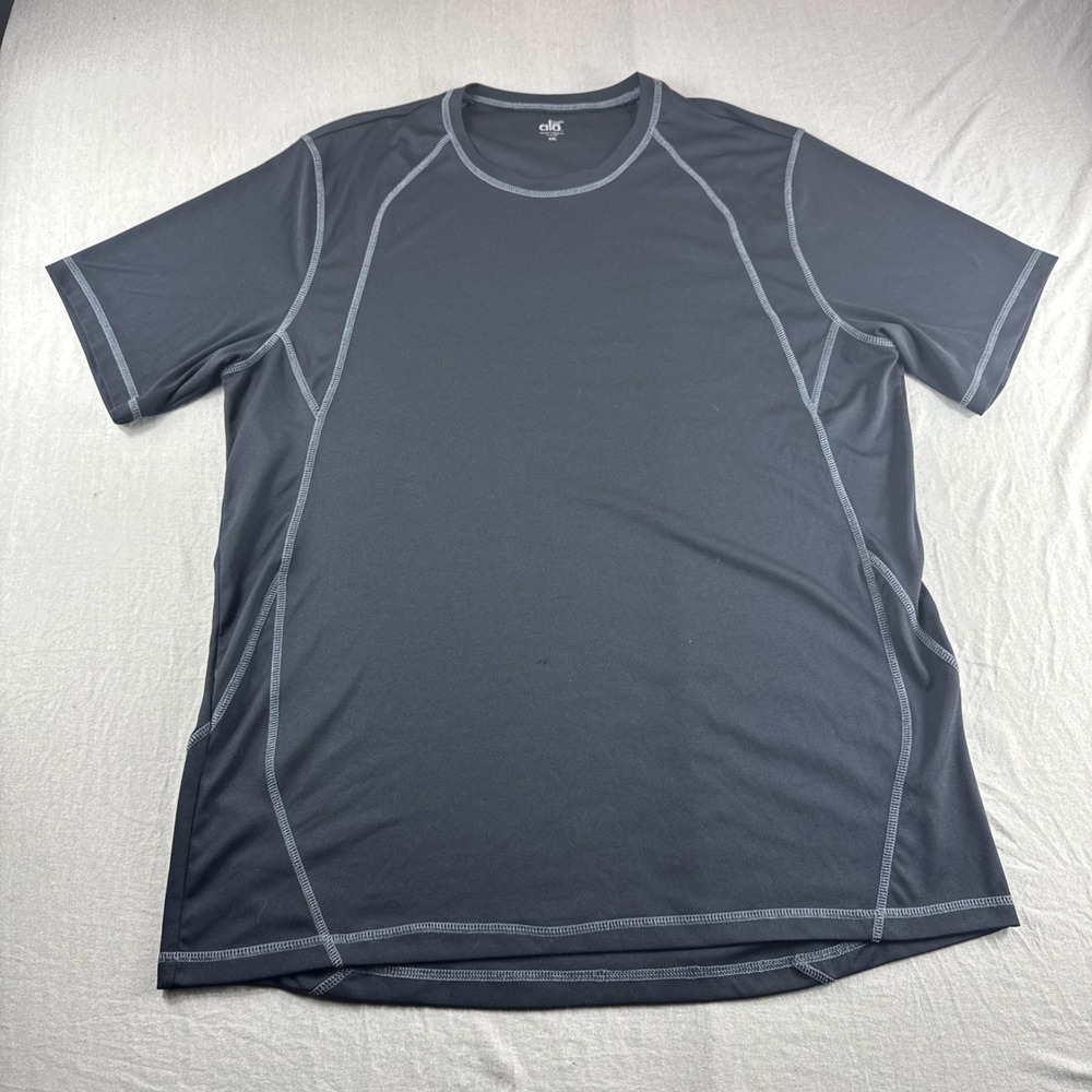 Alo Yoga Cool Fit Shirt Mens XXL Black Performance Short Sleeve Workout Gym Run